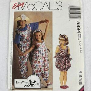 McCalls 5894 Jenny Wren Jumpsuit Romper Headband Girls Childs 2-3-4